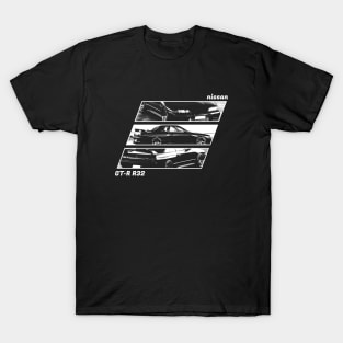 NISSAN SKYLINE GT-R R32 Black 'N White Archive 2 (Black Version) T-Shirt